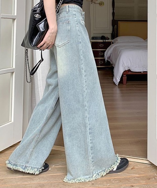 shoppinggo(ショッピングゴー)の「ワイドデニムパンツ ハイウエスト(デニムパンツ・レディース・ライトブルー/ブルー系その他2・M/L)」の10枚目の写真