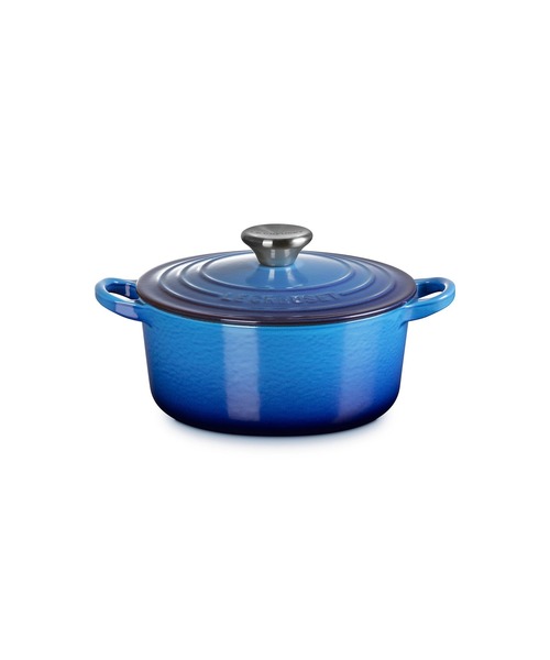 LE CREUSET ココット•ロンド アズールブルー (シルバーツマミ) セール】ココット・ロンド 18cm アズールブルー (シルバーツマミ