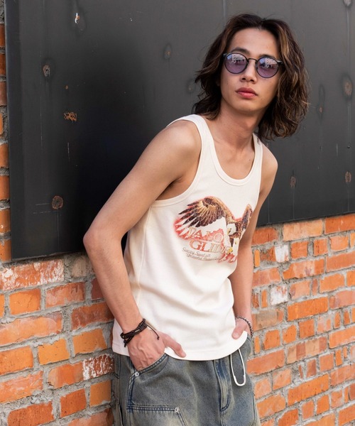 WEGO（ウィゴー）の「WEGO/グラフィックリブタンクトップ（タンクトップ・メンズ・ブラック/オフホワイト/スミクロ・MEDIUM/LARGE）」の21枚目の写真