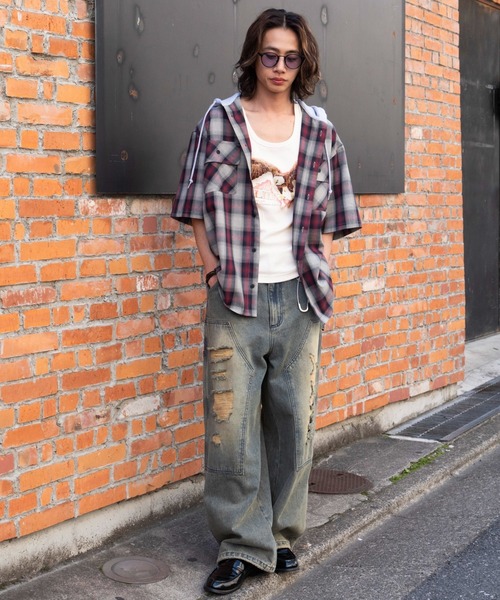 WEGO（ウィゴー）の「WEGO/グラフィックリブタンクトップ（タンクトップ・メンズ・ブラック/オフホワイト/スミクロ・MEDIUM/LARGE）」の16枚目の写真