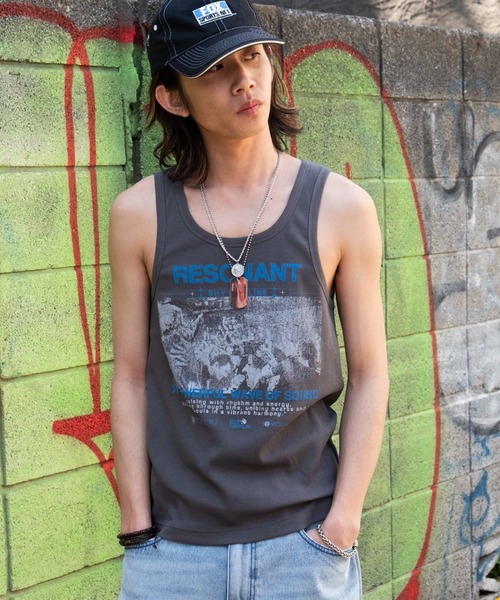 WEGO（ウィゴー）の「WEGO/グラフィックリブタンクトップ（タンクトップ・メンズ・ブラック/オフホワイト/スミクロ・MEDIUM/LARGE）」の11枚目の写真