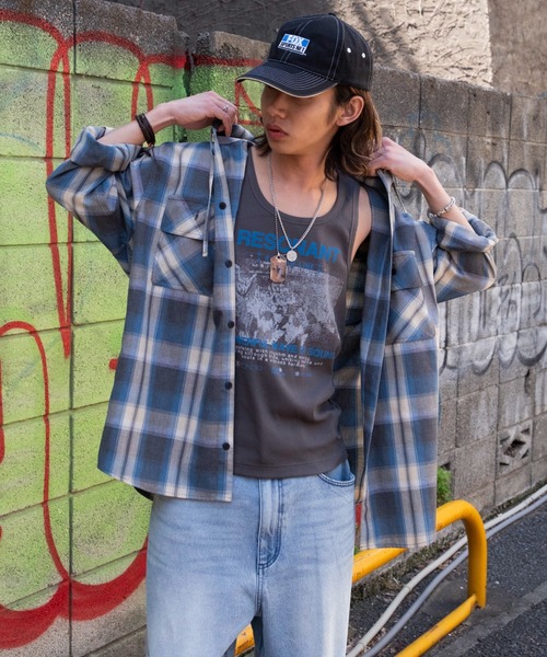 WEGO（ウィゴー）の「WEGO/グラフィックリブタンクトップ（タンクトップ・メンズ・ブラック/オフホワイト/スミクロ・MEDIUM/LARGE）」の6枚目の写真