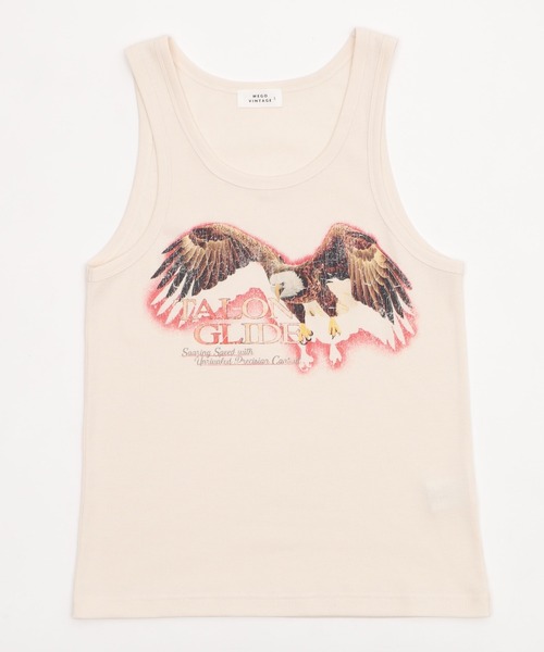 WEGO（ウィゴー）の「WEGO/グラフィックリブタンクトップ（タンクトップ・メンズ・ブラック/オフホワイト/スミクロ・MEDIUM/LARGE）」の5枚目の写真