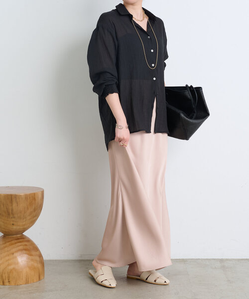 Jena espace merveilleux（ジェナ　エスパスメルヴェイユ）の「ガーゼバッククロスシャツ（シャツ/ブラウス・レディース・オフホワイト/ブラック/イエロー・FREE）」の6枚目の写真