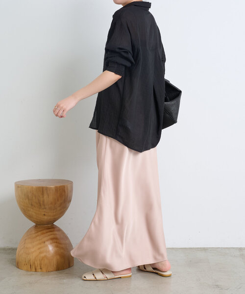 Jena espace merveilleux（ジェナ　エスパスメルヴェイユ）の「ガーゼバッククロスシャツ（シャツ/ブラウス・レディース・オフホワイト/ブラック/イエロー・FREE）」の7枚目の写真