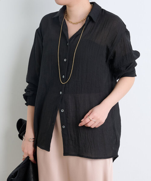 Jena espace merveilleux（ジェナ　エスパスメルヴェイユ）の「ガーゼバッククロスシャツ（シャツ/ブラウス・レディース・オフホワイト/ブラック/イエロー・FREE）」の10枚目の写真