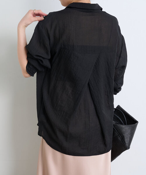 Jena espace merveilleux（ジェナ　エスパスメルヴェイユ）の「ガーゼバッククロスシャツ（シャツ/ブラウス・レディース・オフホワイト/ブラック/イエロー・FREE）」の11枚目の写真