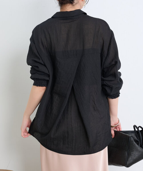 Jena espace merveilleux（ジェナ　エスパスメルヴェイユ）の「ガーゼバッククロスシャツ（シャツ/ブラウス・レディース・オフホワイト/ブラック/イエロー・FREE）」の12枚目の写真