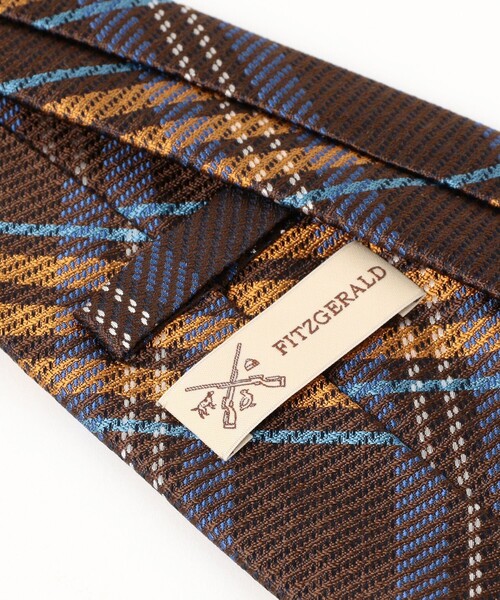 BEAMS F（ビームスエフ）の「FITZGERALD / シルク チェック柄 ネクタイ（ネクタイ・メンズ・ブラウン/ネイビー・ONE SIZE）」の4枚目の写真