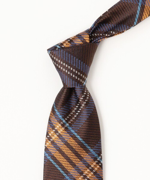 BEAMS F（ビームスエフ）の「FITZGERALD / シルク チェック柄 ネクタイ（ネクタイ・メンズ・ブラウン/ネイビー・ONE SIZE）」の5枚目の写真