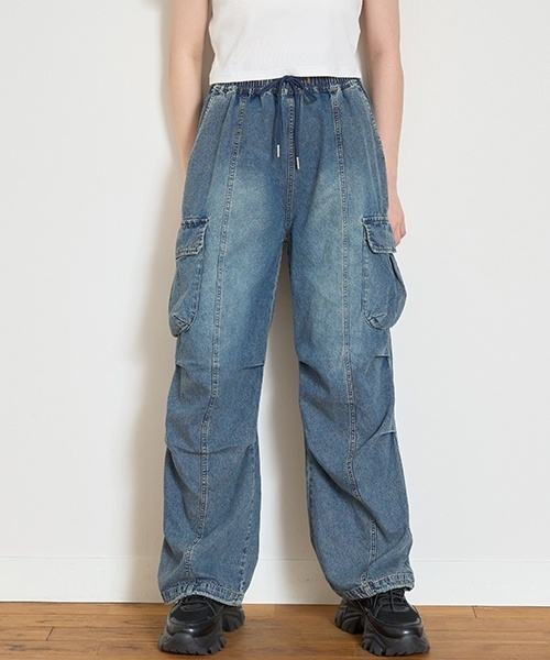 Uri☆新品 ラブトキシック☆接触冷感デニムカ－ゴパンツ 150 セール】【LTXC】【接触冷感/ひんやり】デニムカーゴパンツ