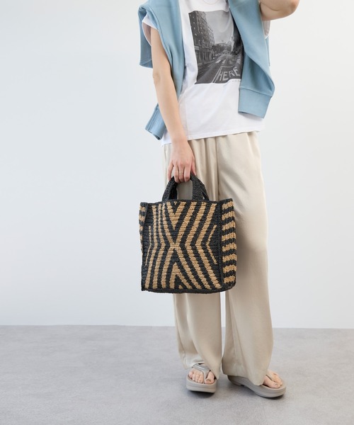 MICA&DEAL（マイカ＆ディール）の「【AFRICANSQUARE】ラフィアトートバッグ（トートバッグ・レディース・ブラック・FREE）」の8枚目の写真