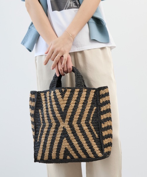 MICA&DEAL（マイカ＆ディール）の「【AFRICANSQUARE】ラフィアトートバッグ（トートバッグ・レディース・ブラック・FREE）」の17枚目の写真