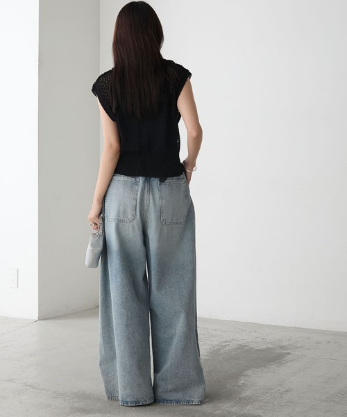 forksy.（フォルクシー）の「【forksy.】メッシュ編み 半袖ポロニット（ポロシャツ・レディース・ブラック/オフホワイト/グレー・FREE）」の17枚目の写真