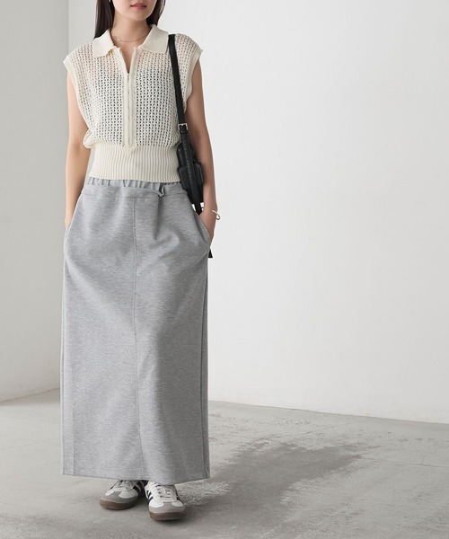 forksy.（フォルクシー）の「【forksy.】メッシュ編み 半袖ポロニット（ポロシャツ・レディース・ブラック/オフホワイト/グレー・FREE）」の7枚目の写真