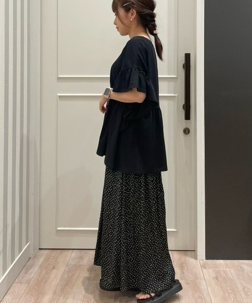 Right-on(ライトオン)の「HONEYSUCKLE ROSE(ハニーサックルローズ)【レディース】プリントギャザースカート(スカート・レディース・オフホワイト/ブラック・L/M)」の15枚目の写真