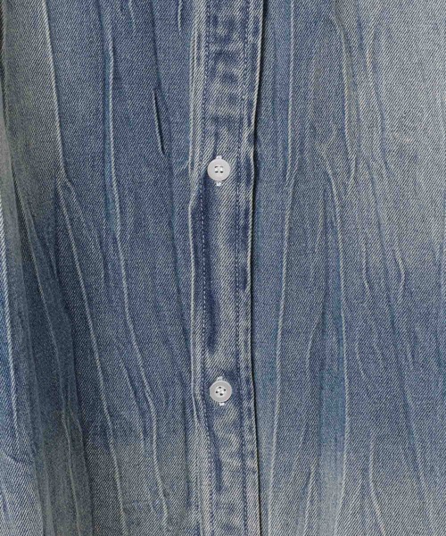 LAND MUSEUM（ランドミュージアム）の「LAND MUSEUM／ダメージデニム半袖シャツ（シャツ/ブラウス・メンズ・ブラック/ブルー・MEDIUM/LARGE）」の9枚目の写真