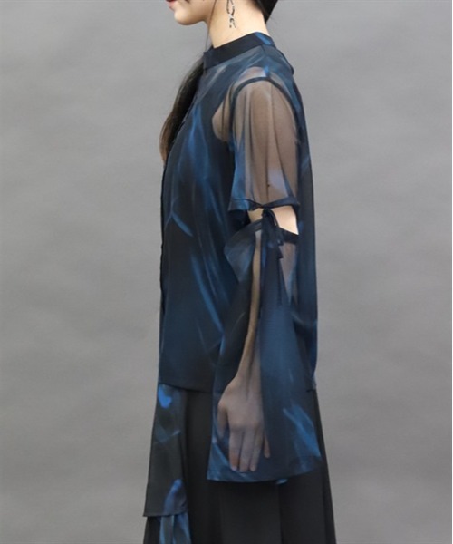 axes femme POETIQUE(アクシーズファムポエティック)の「マーブルシアートップス(Tシャツ/カットソー・レディース・ワイン/ブラック/ブルー・MEDIUM)」の5枚目の写真