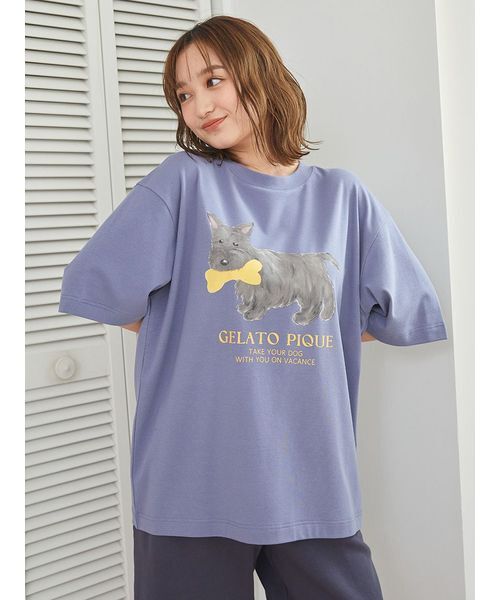 パグ柄　ジェラピケ ルームウェア gelato pique UNISEX セール】【ラッピング済み】【UNISEX】ワンポイントTシャツ&DOG