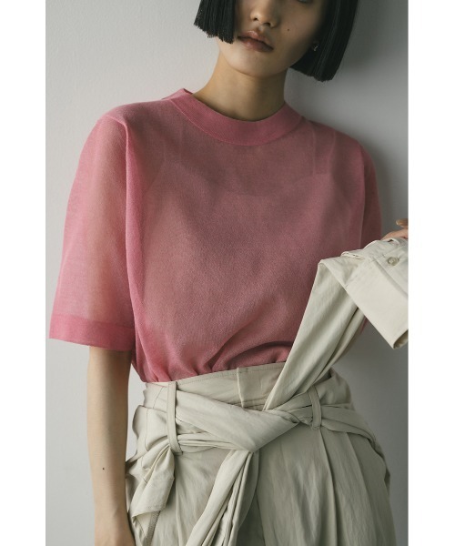 STYLEMIXER（スタイルミキサー）の「ウォッシャブルリネンニットT（Tシャツ/カットソー・レディース・ホワイト/ピンク/グレー/ブラック・FREE）」の21枚目の写真