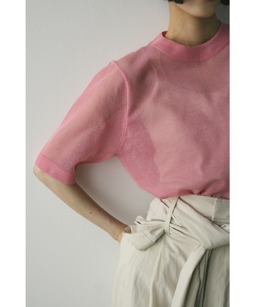 STYLEMIXER（スタイルミキサー）の「ウォッシャブルリネンニットT（Tシャツ/カットソー・レディース・ホワイト/ピンク/グレー/ブラック・FREE）」の19枚目の写真