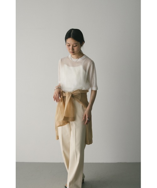 ウォッシャブルリネンニットT WHT ウォッシャブルリネンニットT（Tシャツ/カットソー