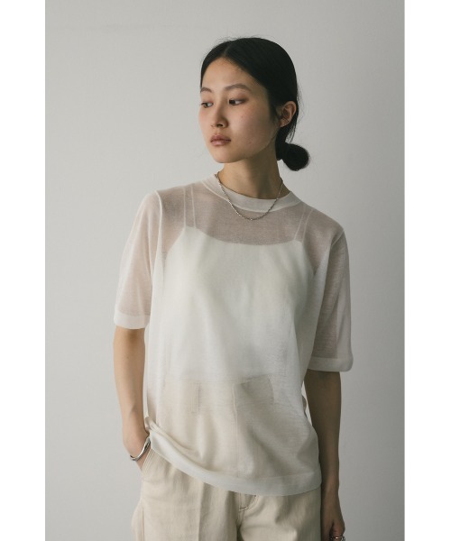 ウォッシャブルリネンニットT WHT ウォッシャブルリネンニットT（Tシャツ/カットソー