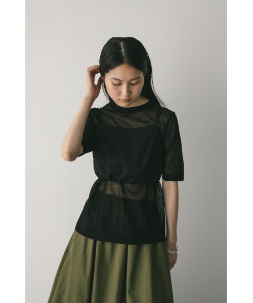 STYLEMIXER（スタイルミキサー）の「ウォッシャブルリネンニットT（Tシャツ/カットソー・レディース・ホワイト/ピンク/グレー/ブラック・FREE）」の13枚目の写真