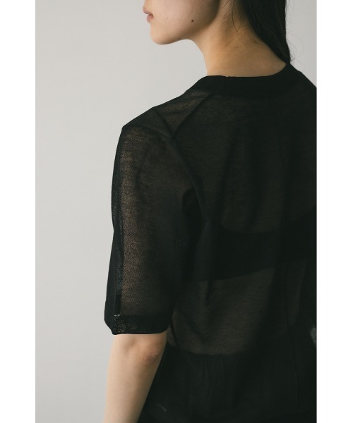 STYLEMIXER（スタイルミキサー）の「ウォッシャブルリネンニットT（Tシャツ/カットソー・レディース・ホワイト/ピンク/グレー/ブラック・FREE）」の6枚目の写真