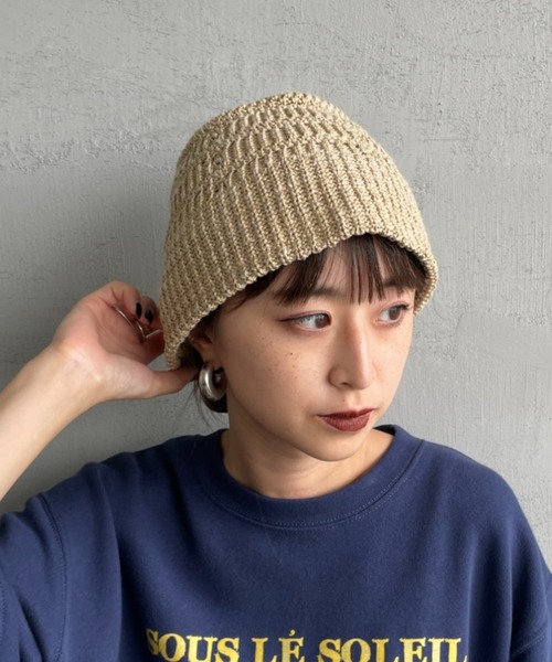 RACAL（ラカル）の「[RACAL/ラカル] メッシュライン ニットバケットハット（ハット・メンズ・ブラック/オフホワイト/ベージュ・F）」の3枚目の写真