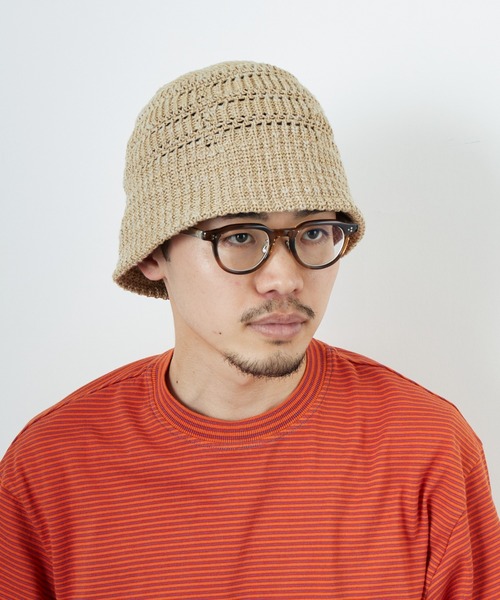 RACAL（ラカル）の「[RACAL/ラカル] メッシュライン ニットバケットハット（ハット・メンズ・ブラック/オフホワイト/ベージュ・F）」の8枚目の写真
