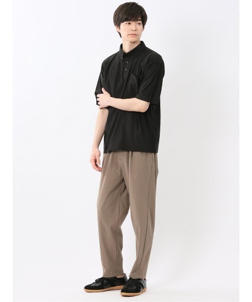 m.f.editorial(エムエフエディトリアル)の「ポロシャツ 半袖 メンズ ストレッチ 接触冷感 やや細身 スリム 格子柄 ジャガード(ポロシャツ・メンズ・ブラック/グレー系その他2・MEDIUM/LARGE/X-LARGE)」の8枚目の写真