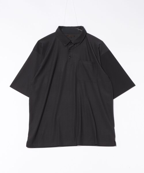 m.f.editorial(エムエフエディトリアル)の「ポロシャツ 半袖 メンズ ストレッチ 接触冷感 やや細身 スリム 格子柄 ジャガード(ポロシャツ・メンズ・ブラック/グレー系その他2・MEDIUM/LARGE/X-LARGE)」の15枚目の写真