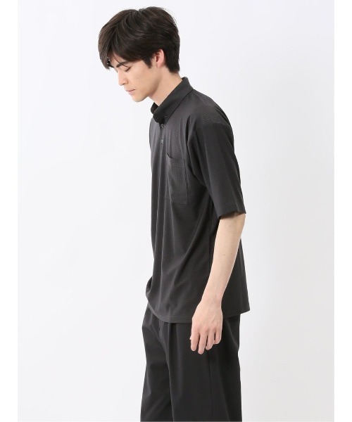 m.f.editorial(エムエフエディトリアル)の「ポロシャツ 半袖 メンズ ストレッチ 接触冷感 やや細身 スリム 格子柄 ジャガード(ポロシャツ・メンズ・ブラック/グレー系その他2・MEDIUM/LARGE/X-LARGE)」の16枚目の写真