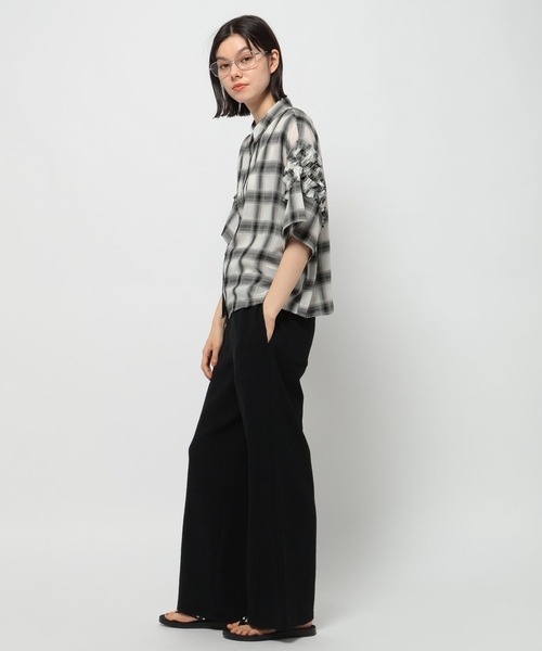 ニコアンド　シアーオンブレチェックフリルシャツ niko and ｜シアーオンブレチェックフリルシャツ | Rakuten