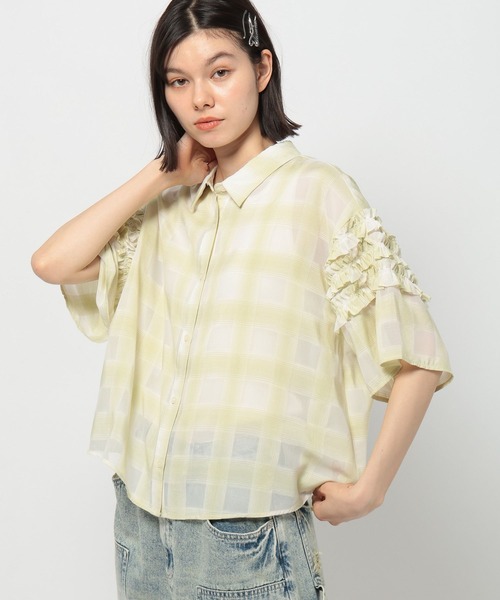 FAVORITO ブラウス シャツ フリル長袖シャツ レディース