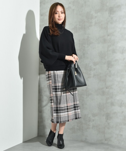 INTERPLANET（インタープラネット）の「ＢＩＧチェックツイードタイトスカート（スカート・レディース・ピンク/イエロー・FREE）」の4枚目の写真