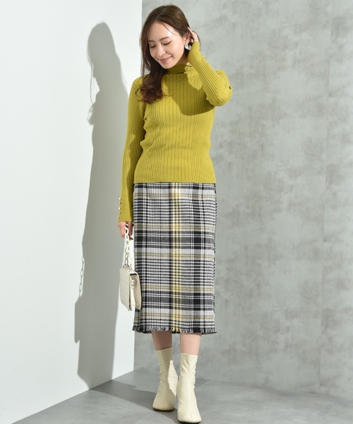 INTERPLANET（インタープラネット）の「ＢＩＧチェックツイードタイトスカート（スカート・レディース・ピンク/イエロー・FREE）」の6枚目の写真