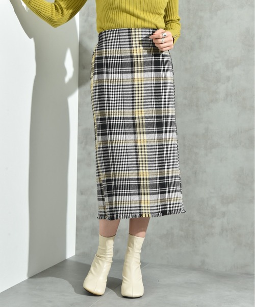 INTERPLANET（インタープラネット）の「ＢＩＧチェックツイードタイトスカート（スカート・レディース・ピンク/イエロー・FREE）」の9枚目の写真