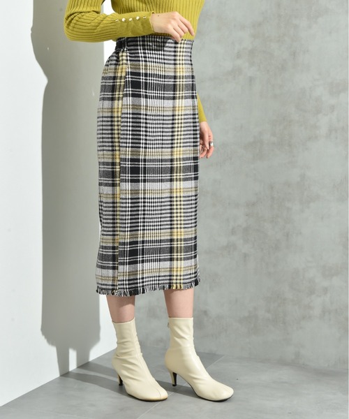 INTERPLANET（インタープラネット）の「ＢＩＧチェックツイードタイトスカート（スカート・レディース・ピンク/イエロー・FREE）」の10枚目の写真