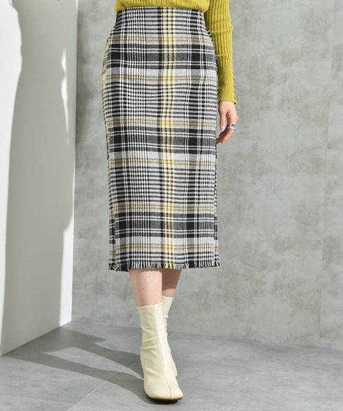 INTERPLANET（インタープラネット）の「ＢＩＧチェックツイードタイトスカート（スカート・レディース・ピンク/イエロー・FREE）」の13枚目の写真