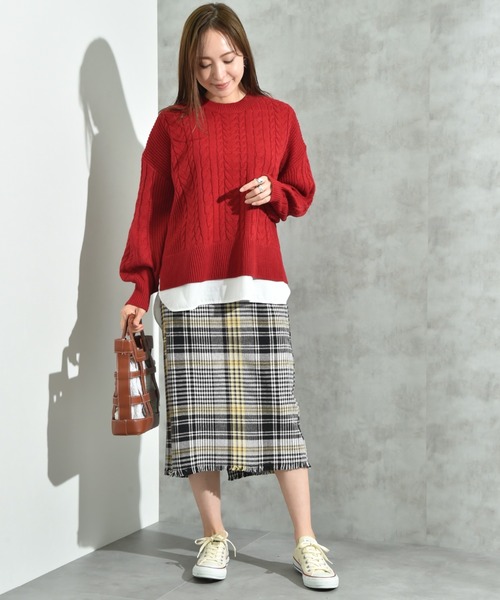 INTERPLANET（インタープラネット）の「ＢＩＧチェックツイードタイトスカート（スカート・レディース・ピンク/イエロー・FREE）」の15枚目の写真