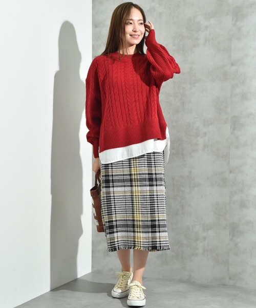 INTERPLANET（インタープラネット）の「ＢＩＧチェックツイードタイトスカート（スカート・レディース・ピンク/イエロー・FREE）」の17枚目の写真