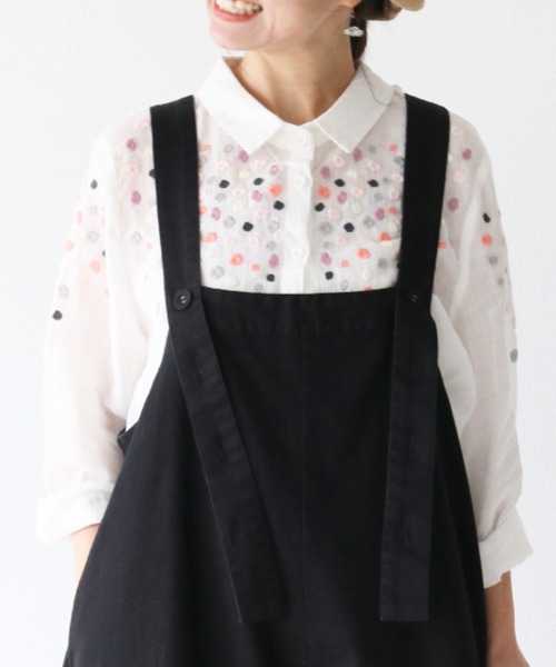 sanpo kuschel(サンポクシェル)の「鮮やか花刺繍ブラウス(長袖)(シャツ/ブラウス・レディース・ホワイト・FREE)」の12枚目の写真