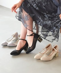 RUIRUE BOUTIQUE（ルイルエブティック）の「グリッター チャンキーヒール シアー パンプス ｜ レディース 結婚式 パーティードレス オケージョン 冠婚葬祭 セレモニー フォーマル お呼ばれ シューズ 5cmヒール（パンプス）」
