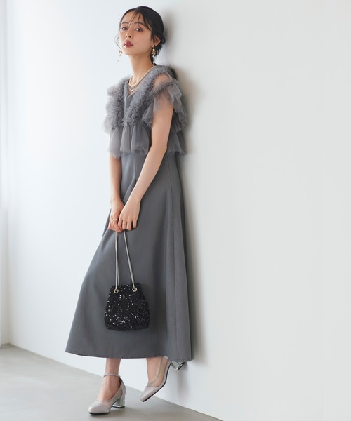 RUIRUE BOUTIQUE(ルイルエブティック)の「グリッター チャンキーヒール シアー パンプス | レディース 結婚式 パーティードレス オケージョン 冠婚葬祭 セレモニー フォーマル お呼ばれ シューズ 5cmヒール(パンプス・レディース・シルバー/ブラック/ベージュ・M/L/LL/S)」の5枚目の写真