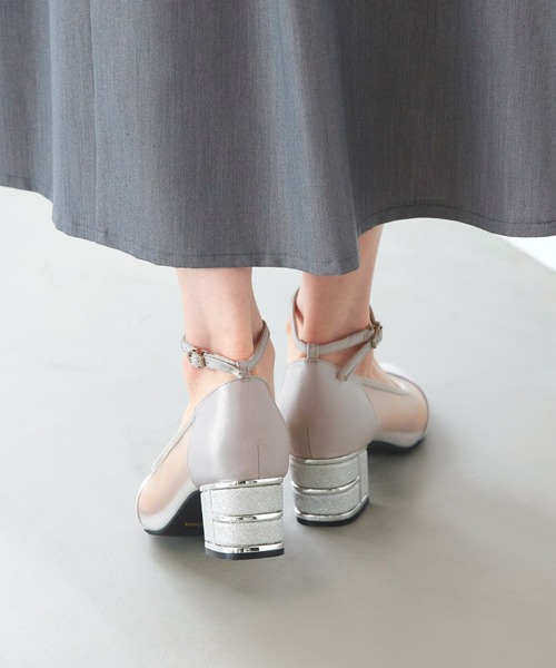 RUIRUE BOUTIQUE(ルイルエブティック)の「グリッター チャンキーヒール シアー パンプス | レディース 結婚式 パーティードレス オケージョン 冠婚葬祭 セレモニー フォーマル お呼ばれ シューズ 5cmヒール(パンプス・レディース・シルバー/ブラック/ベージュ・M/L/LL/S)」の6枚目の写真