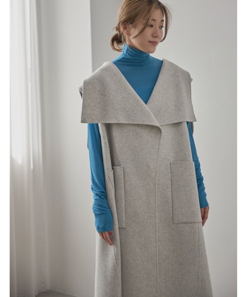 ◇ソフトウールリバーオーバーサイズロングジレ（その他アウター