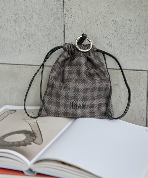 Whim Gazette（ウィムガゼット）の「【Hoaw.×Sampoコラボアイテム】 巾着（ハンドバッグ・レディース・グレー/ブラウン・FREE）」の3枚目の写真