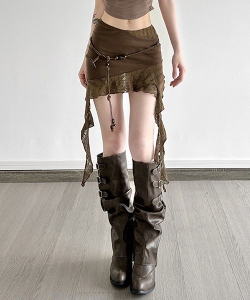 VIBGYOR(ヴィブジョー)の「【LAMPOON】グランジフリルミニスカート(スカート・レディース・モカ・SMALL/LARGE/MEDIUM)」の1枚目の写真